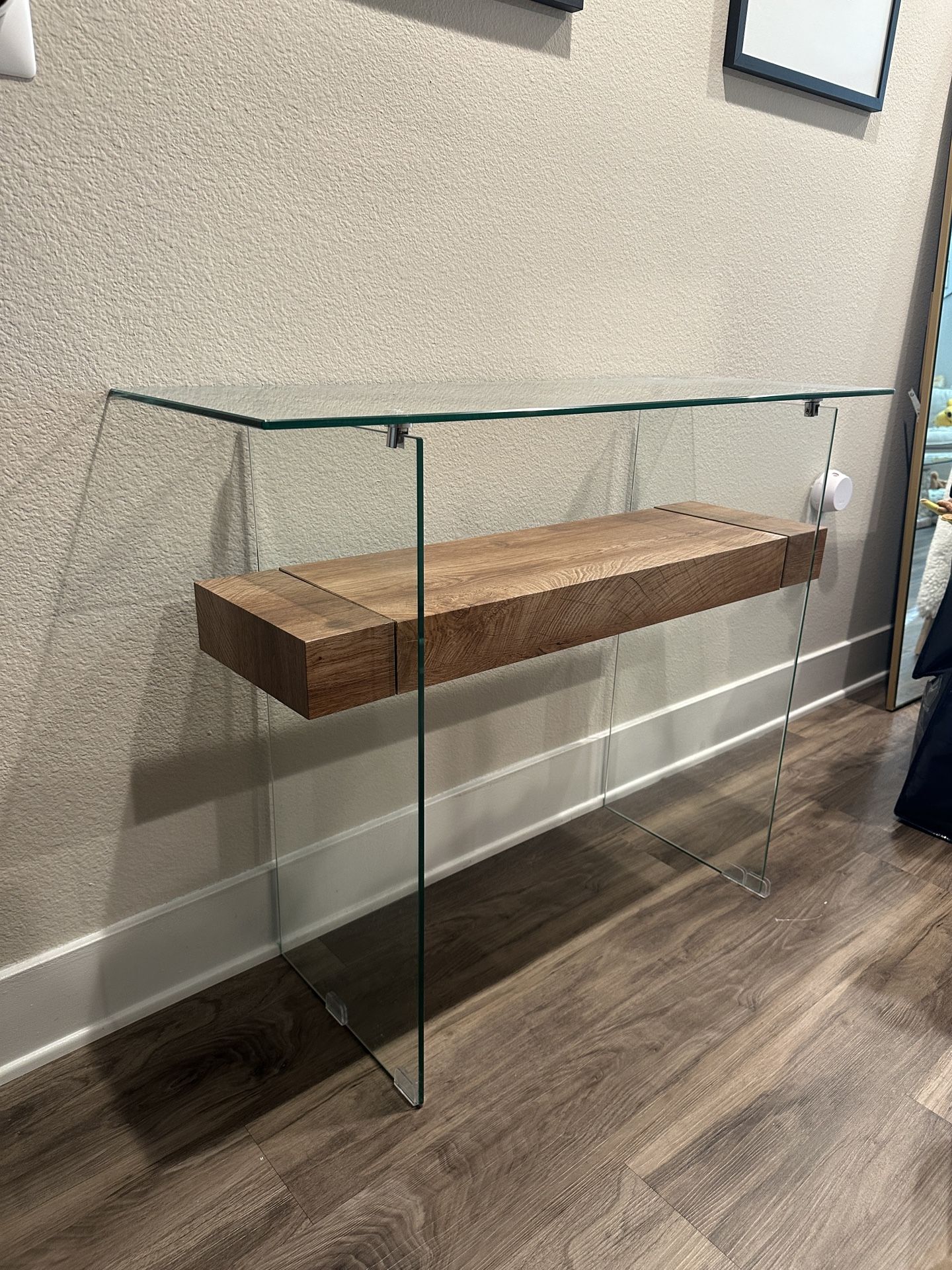 Narrow Glass Console Table with Storage