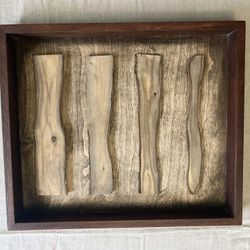 Solid wood pieces In frame 