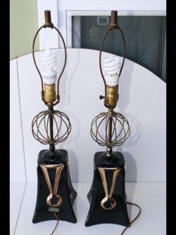 Antique Pair of mid century lamps