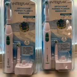 INTERPLAK Rechargeable Toothbrush Opticlean Power Plaque Remover, 2 Brush Heads