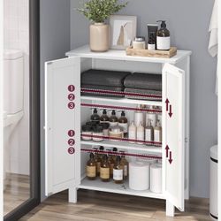 Floor Storage Cabinet, Freestanding Storage Unit with 2 Adjustable Shelves, for Bathroom Living Room Dining Kitchen, 11.8 x 23.6 x 31.5 In