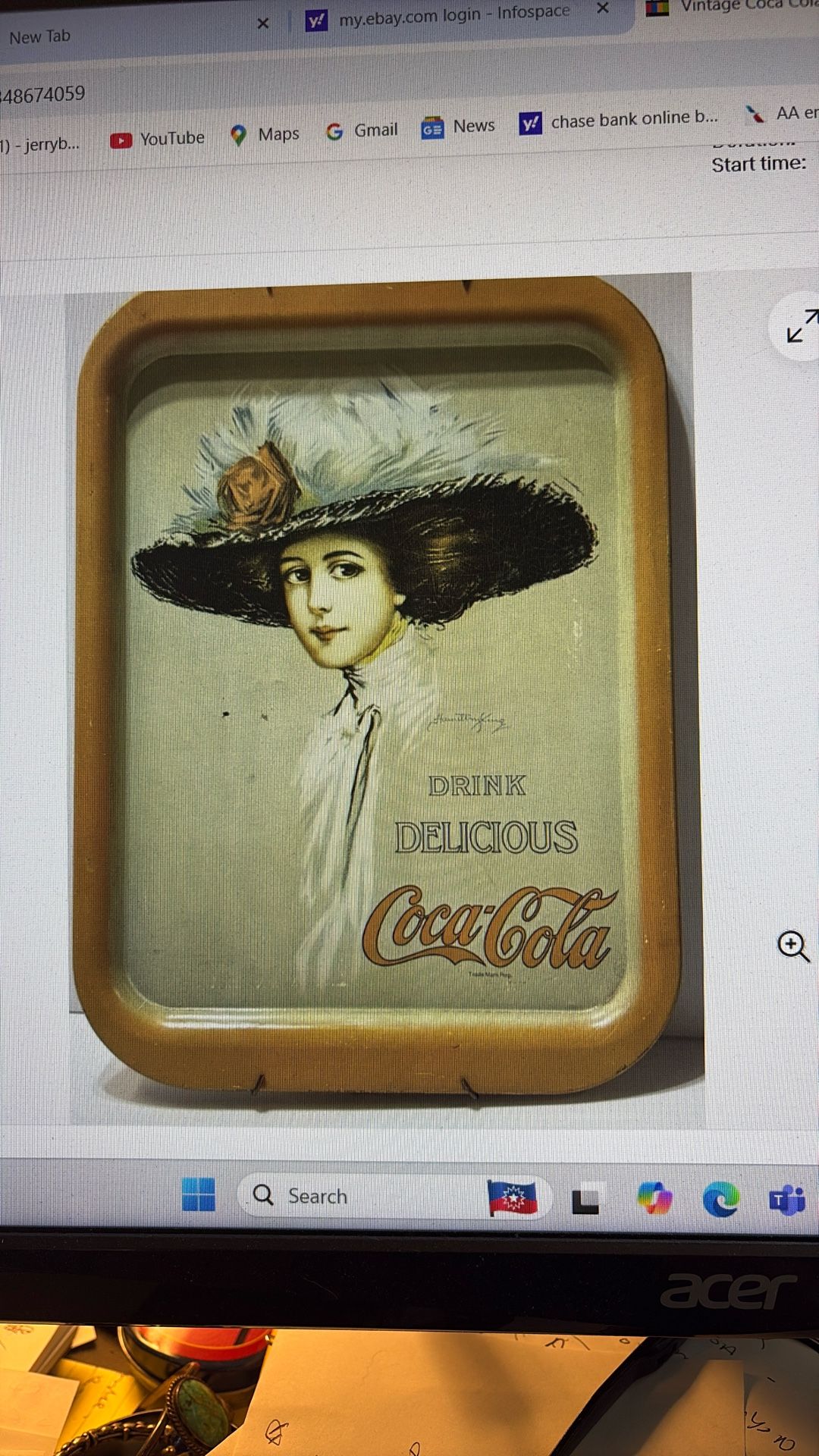 VTG Coca Cola Metal Serving Tray/Sign 14 3/4” x 11” Retro Serving