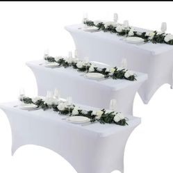 White stretch table cloths
