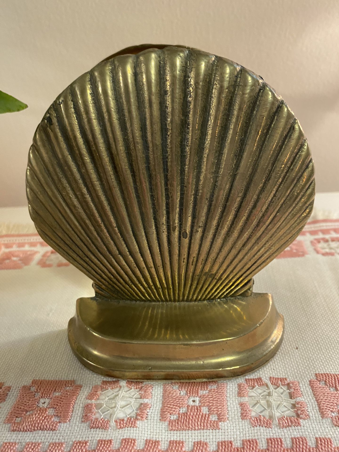 Vintage Brass Shell Bookends