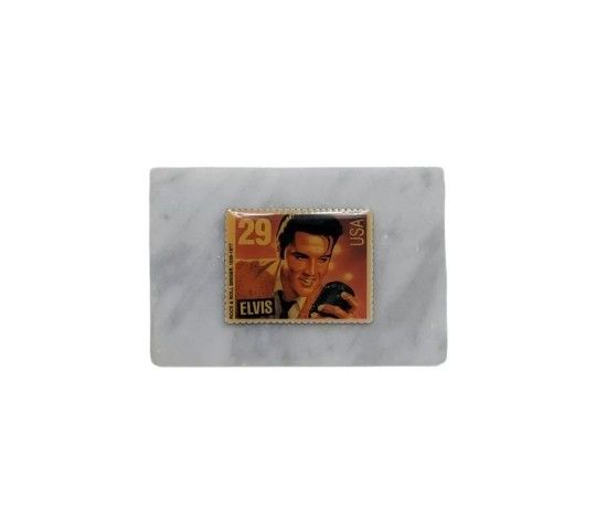 Elvis Presley 29 Cent Stamp Fine Marble Base Paperweight - Collectible Vintage