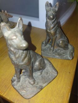 Vintage Cast Iron German Shepherd Dog Bookends