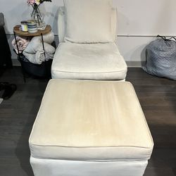 Beige Sofa Chair & Ottoman Set