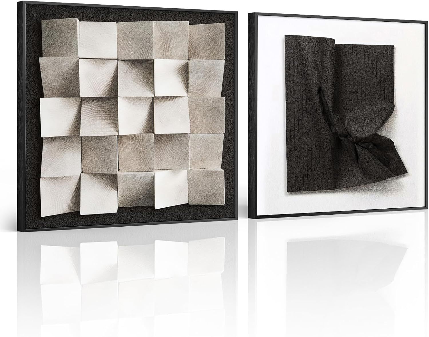 Framed Black and White Abstract Wall Art