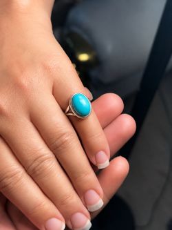 925 Sterling Silver Persian 6 Carat Turquoise Ring Size 4 ICGTL Certified