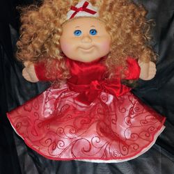 17" Christmas Cabbage Patch Kids Girl Doll Long Blonde Curly Hair- Blue Eyes 
