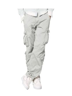 Light Gray Men's Cargo Pants Multi Pocket