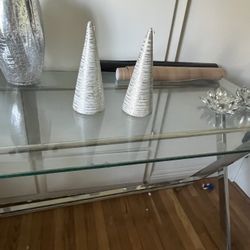 2 Silver Vases,  2 Rhinestone  Candle Holders