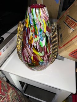AVeM Murano glass multicolor vase circa 1950 "Bizantino"