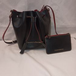 Dooney & Bourke Black and Red Shoulder Bag with Wallet