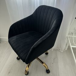 Black Velvet Office Chair With Gold