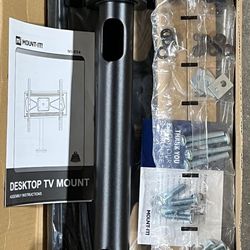 Mount-It! Bolt Down TV Stand | Heavy Duty Swivel Table Top TV Mount for Screens 32" - 55" | Desktop TV VESA Mount with Swivel | Steel, Black