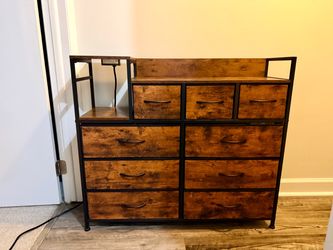 9-Drawer Dresser/TV Stand with Charging Station