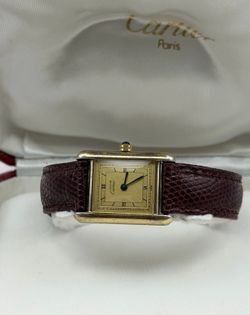 Ladies Must de Cartier Tank Vermeil 925 Quartz Watch w/ Box & Papers - Serviced