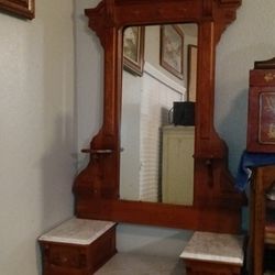 Boho Eastlake Dresser With Ornate Mirror 