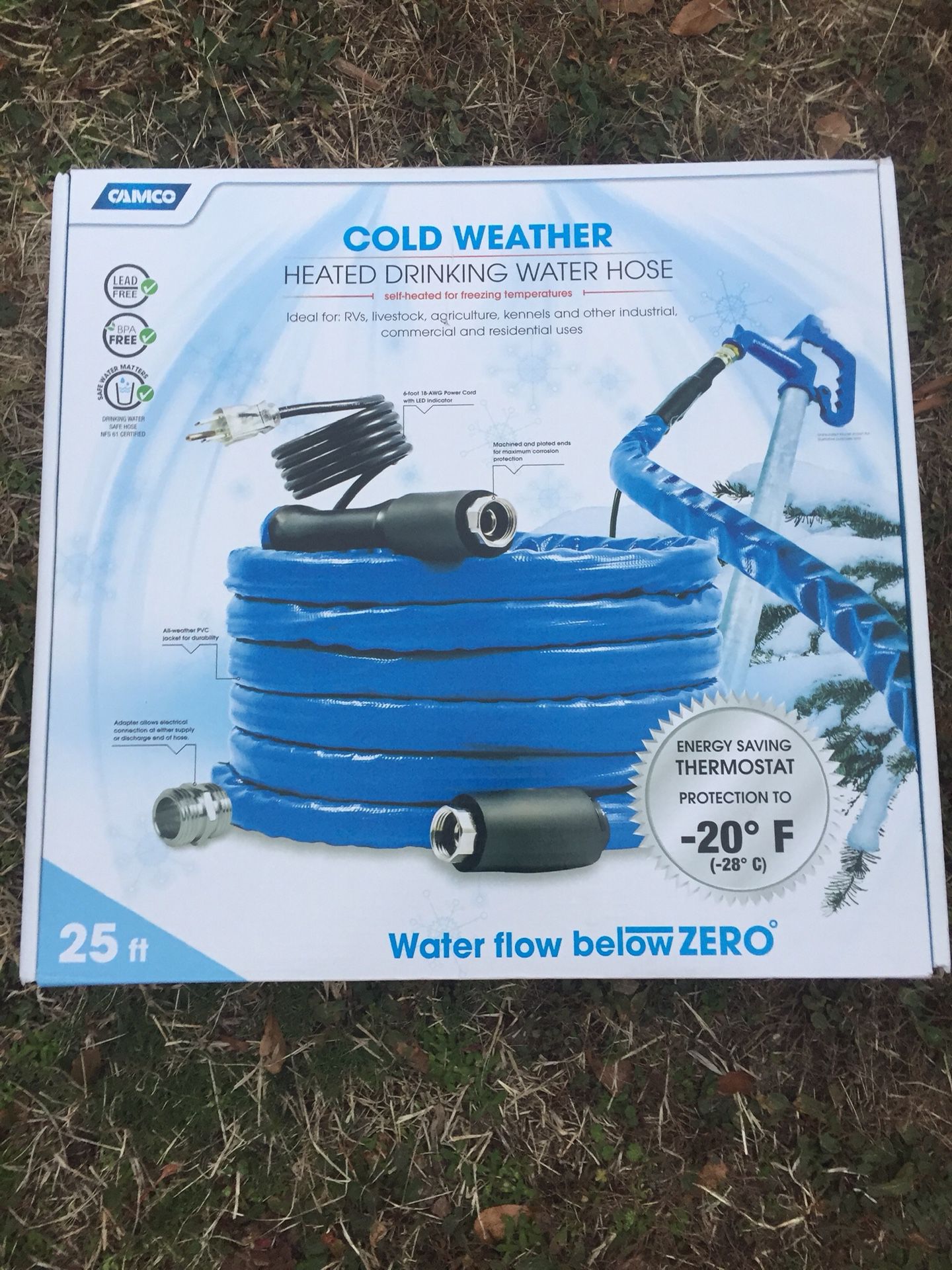 25ft heated water hose for camping