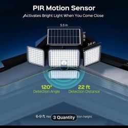 4 Heads Motion Sensor Lights Solar. $20 Each: One Box $37 (included 2pcs)