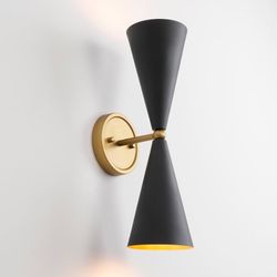 Modern Black Gold Wall Sconce, Vintage Double Heads Up and Down Sconces Wall Lighting, Indoor Hardwired Wall Lamp Fixture