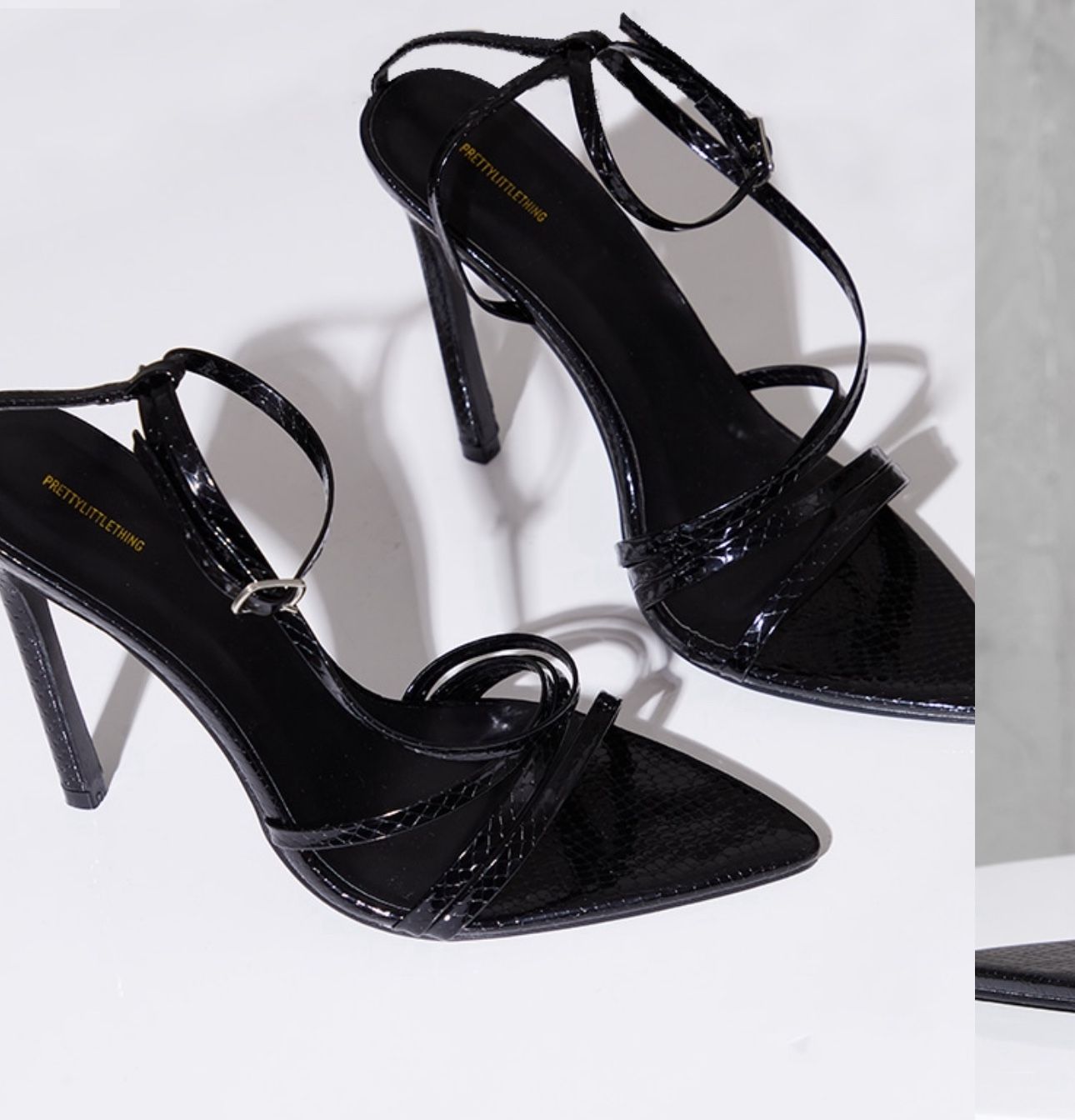 Patent Pu Snake Pointed Toe Heels