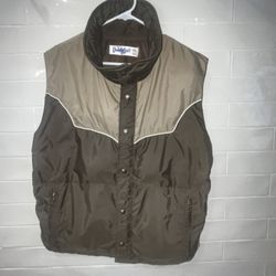 Vintage Liberty Bell Western Style Quilted Vest Tan Brown Colorblock Ski Wear