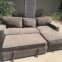 Soft brown Fold Out Couch W/ Storage