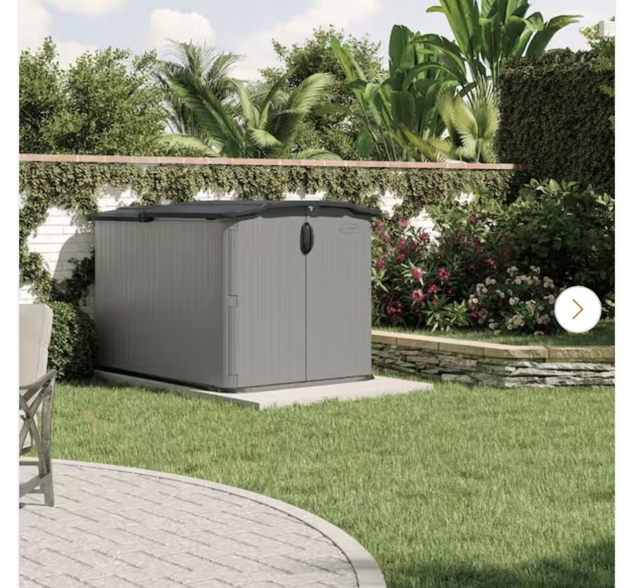 Glide top 5 ft. x 7 ft. Plastic Resin Storage Shed with Floor (32 sq. ft.) in Dove (Gray)