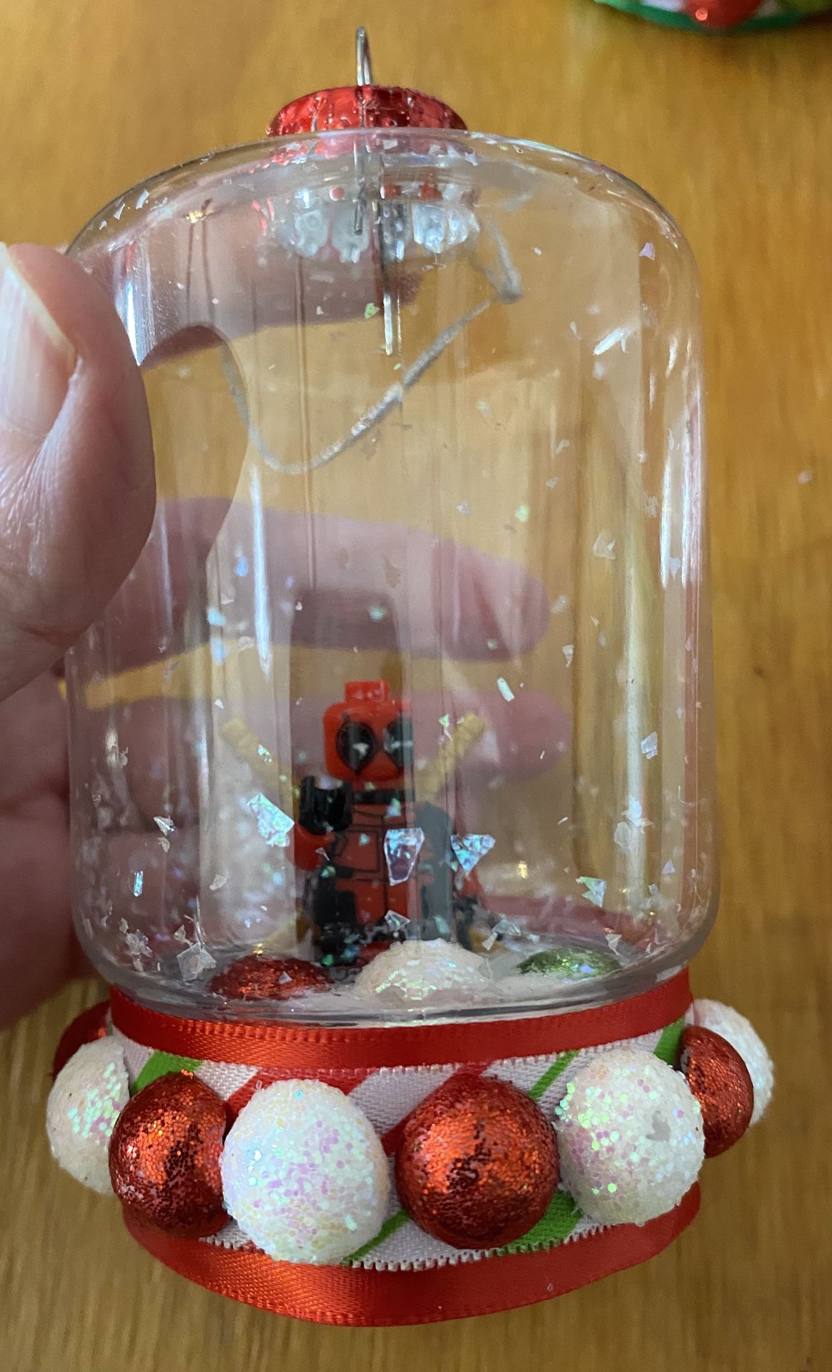 HANDMADE LEGO DEADPOOL CHRISTMAS ORNAMENT NEW