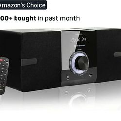 New Compact Stereo System Speakers with CD Player, Bluetooth, FM Radio, Aux-in, USB-in, Earphone Jack, DSP-Tech, Remote, 30W Crisp-Sound Shelf Stereo 