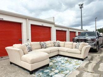 Beige U Shaped Sectional Sofa