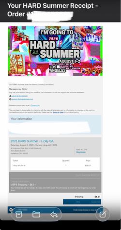 Hard summer 2 Day GA Ticket