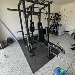 Vesta Fitness Smith Machine 1001 w/Bench Attachment | 245lb Cast Iron Olympic Weights | 7ft Olympic Bar | Fitness | Gym Equipment | FREE DELIVERY 🚚 