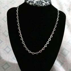 925 Sterling Silver Chain/Cadena De Corazones Grandes De Plata 925