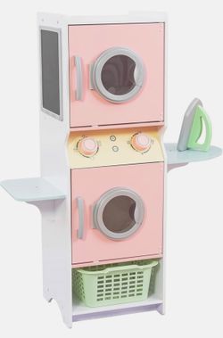 Laundry Playset Children's Pretend Wooden Stacking Washer and Dryer Toy