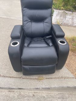 Electric recliner with cup holder and storage