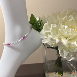 Pink ombre Austrian Crystal beaded ankle bracelet