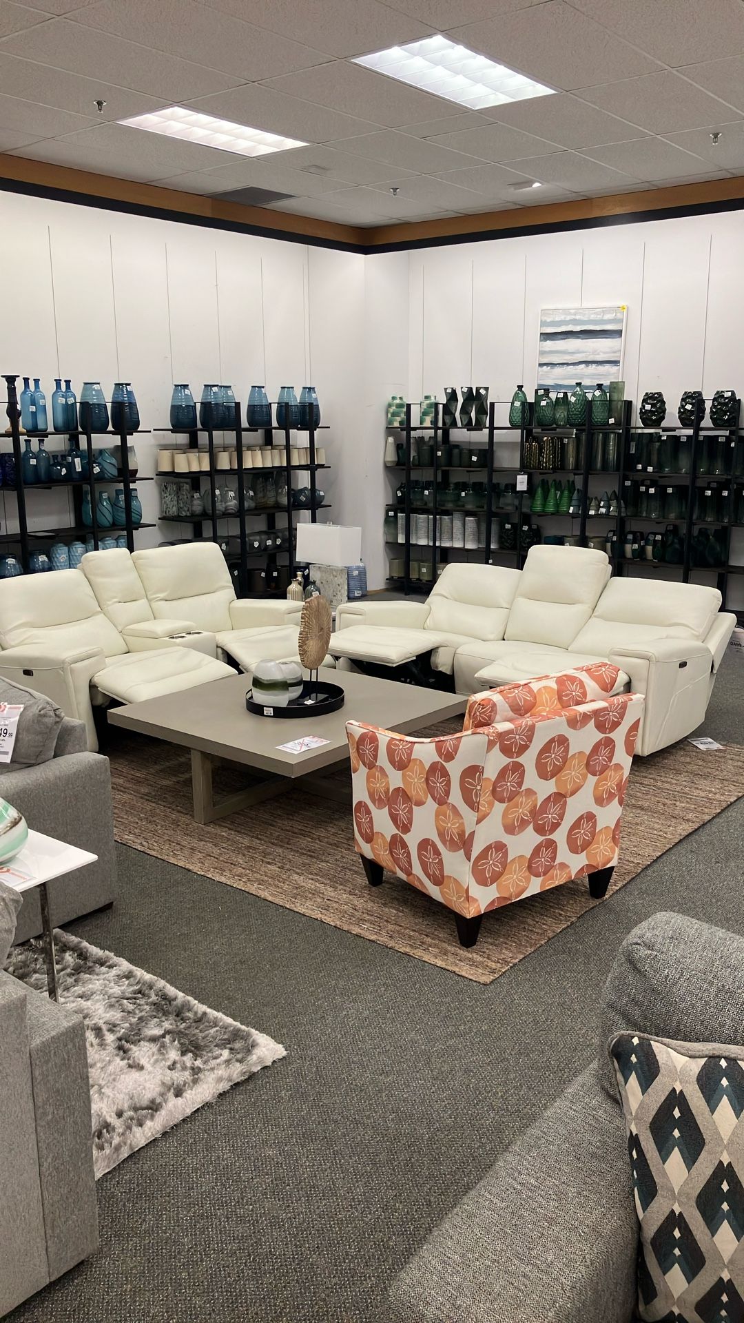 Porto Power Reclining White Leather Sofa/Loveseat