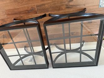Set of 2 Metal and Glass side tables