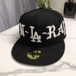 Born X Raised X LA Dodgers Collaboration 7 3/8 New Era Black Crown Fitted Hat