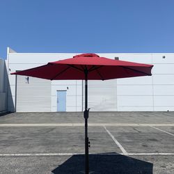 9 Feet Aluminum Market Umbrella With Tilt. Red ( Base Not Included). Includes Umbrella Cover