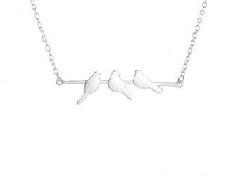 3 birds on branch necklace