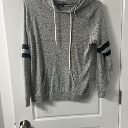Soft Grey Hoodie Sweater with black stripes on the sides. Like new Size medium  Brand Ambiance Apparel