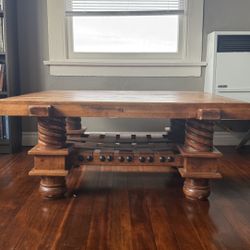 Vintage Solid Wooden Dining Table- Rich Chestnut Coloring