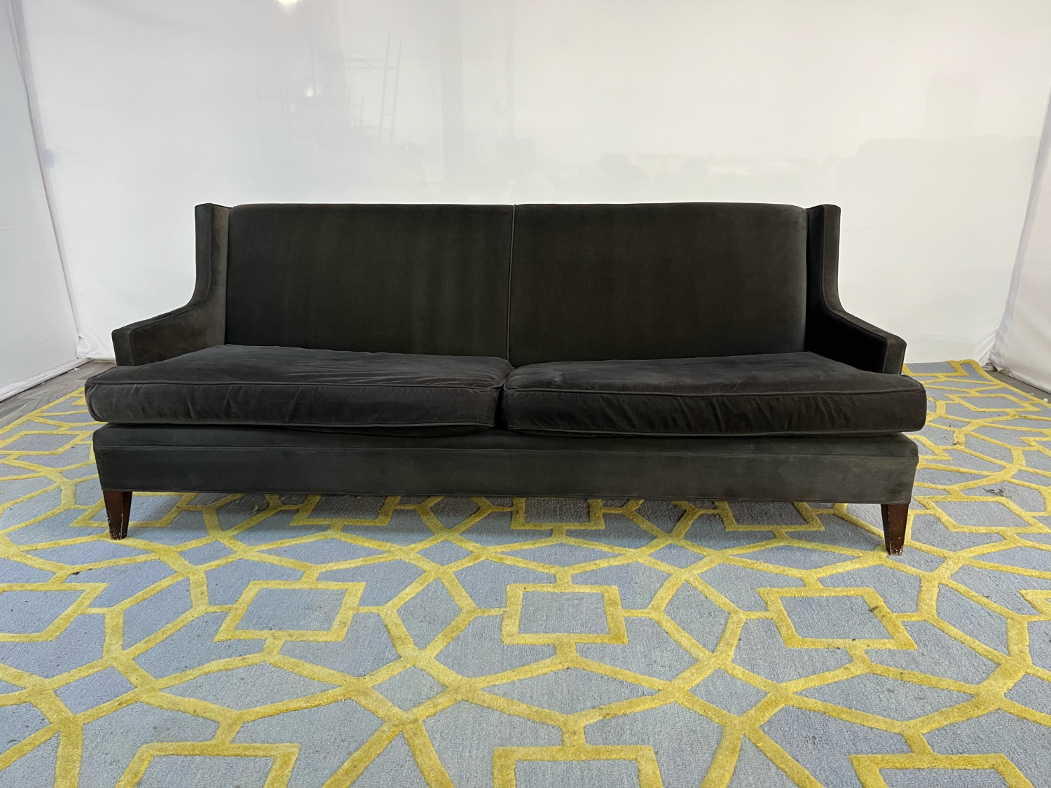 ( Delivery Available ) Mitchell Gold + Bob Williams Louisa Black Velvet Sofa