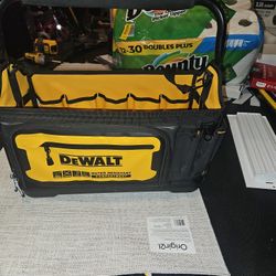DEWALT Black- Yellow Ballistic Nylon 10.625-in Zippered Tool Tote
