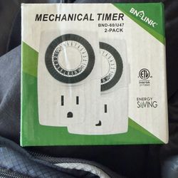 Indoor Mini 24-Hour Mechanical Outlet Timer, 3-Prong, 2-Pack