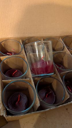 Red Candles In Glass Votive Holders